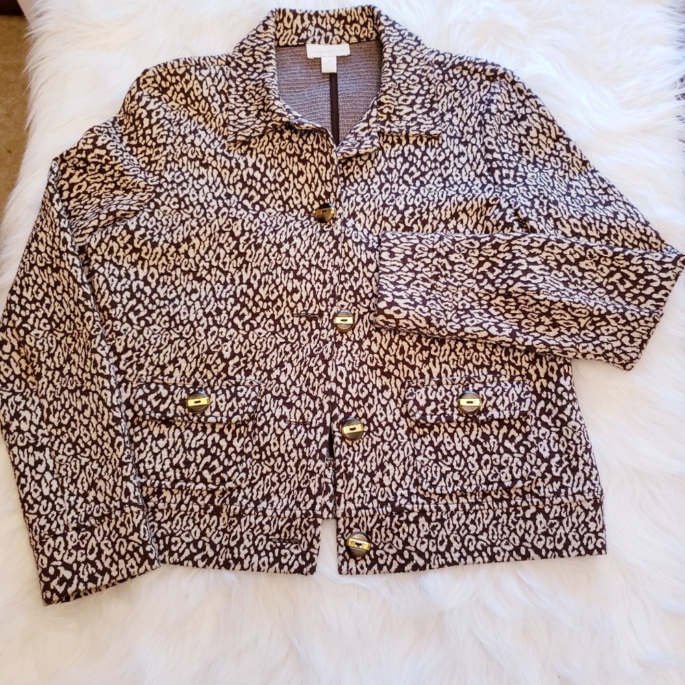 Macy's Charter Club Sz Medium Brown Cream Jacket